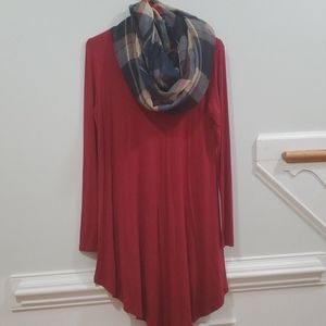 Long Sleeve Maroon Red V Lay Dress sz S